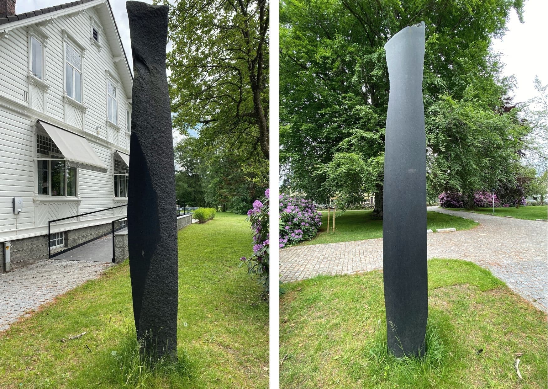 Fortellingen ligger i hovedformen og i selve overgangen mellom polerte og upolerte områder i materialet diabas, en svært hard steintype.