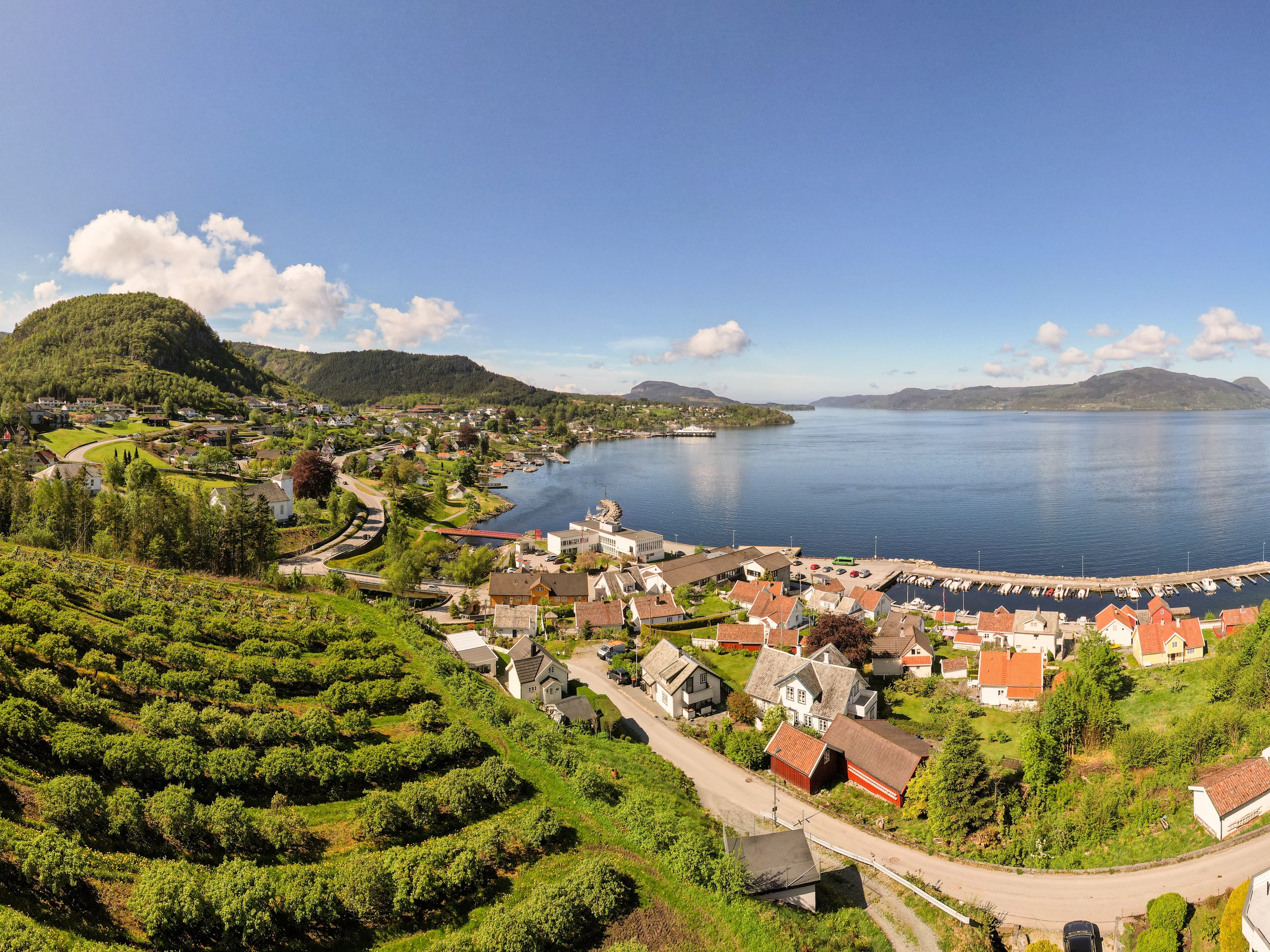 Oversiktsbilde over Hjelmelandsvågen.