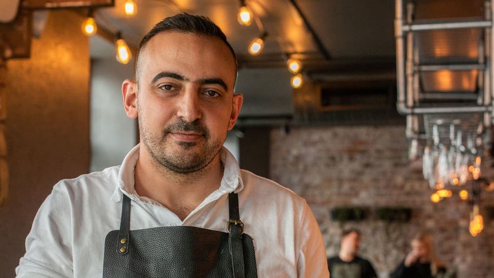 Restaurant, burger, people being served at the burger restaurant