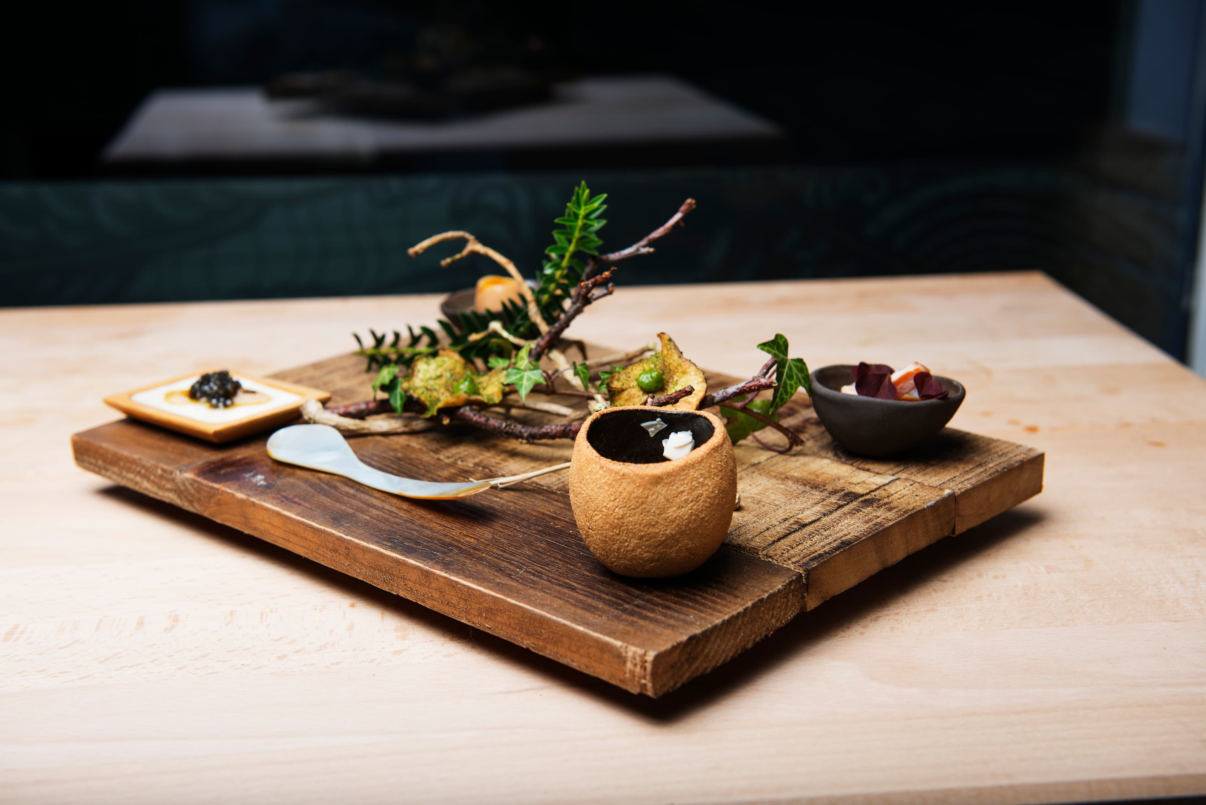 Food and people eating at restaurant Sabi Omakase - Michelin restaurant, Stavanger