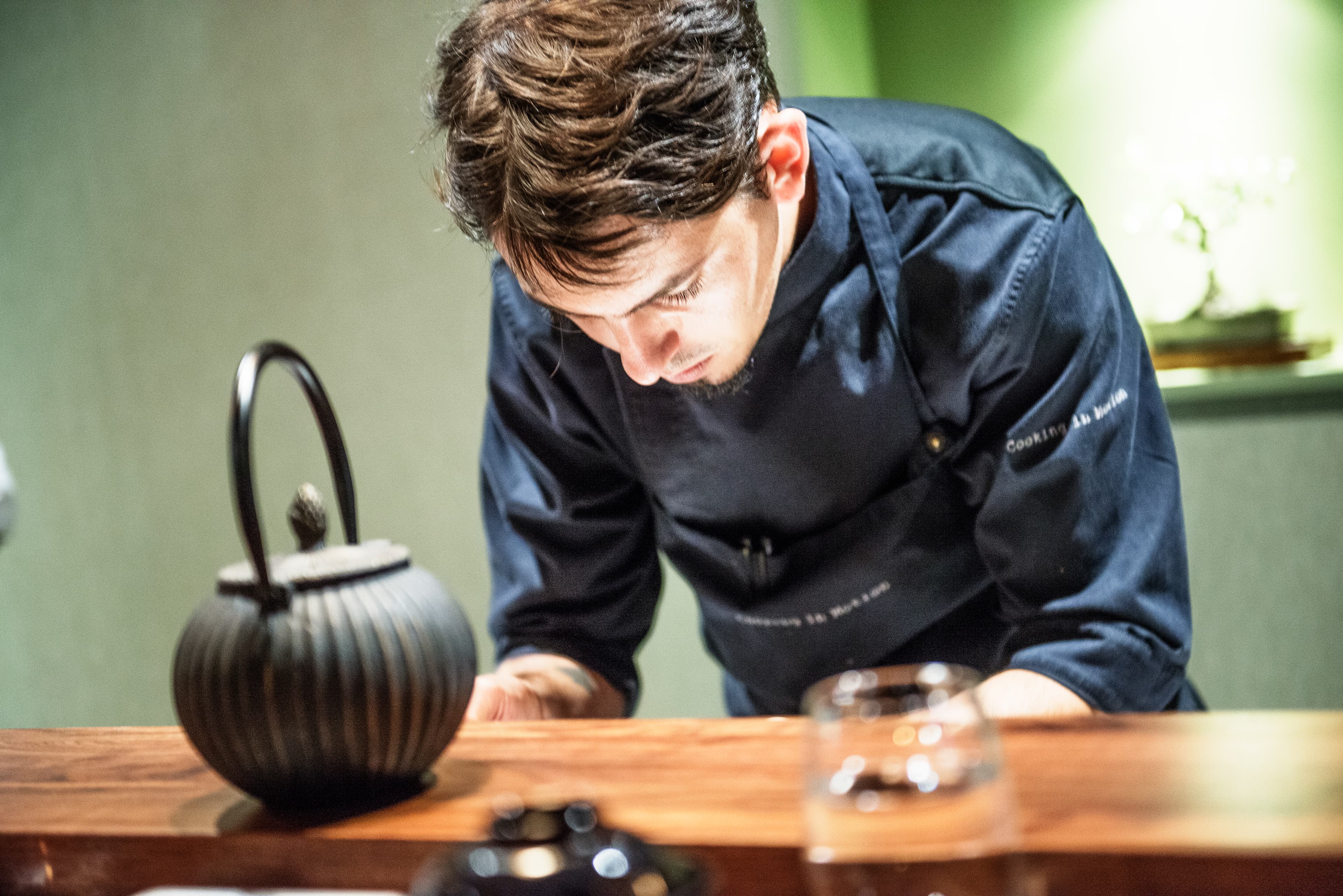 Food and people eating at restaurant Sabi Omakase - Michelin restaurant, Stavanger