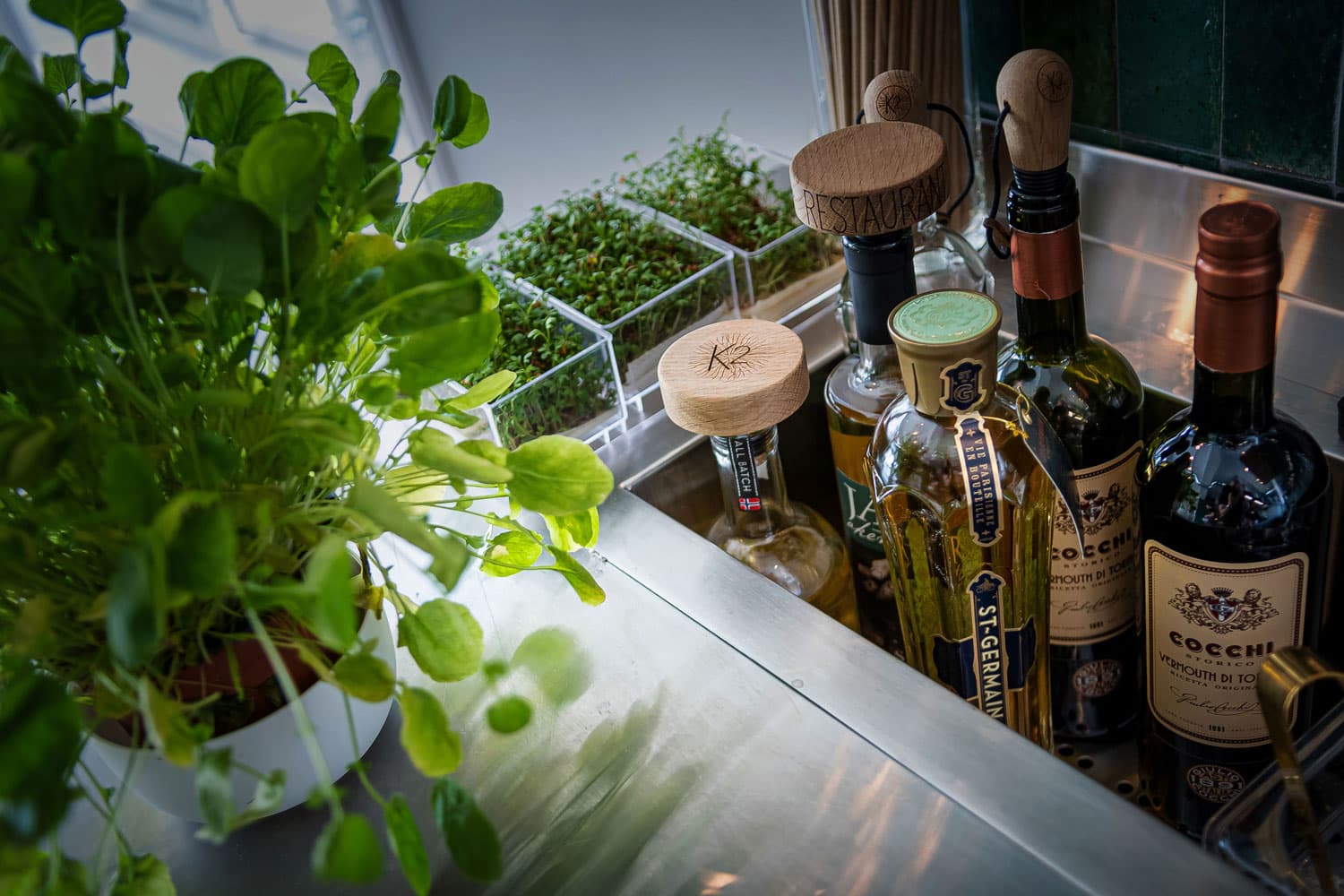 food and people eating and staff at restaurant K2