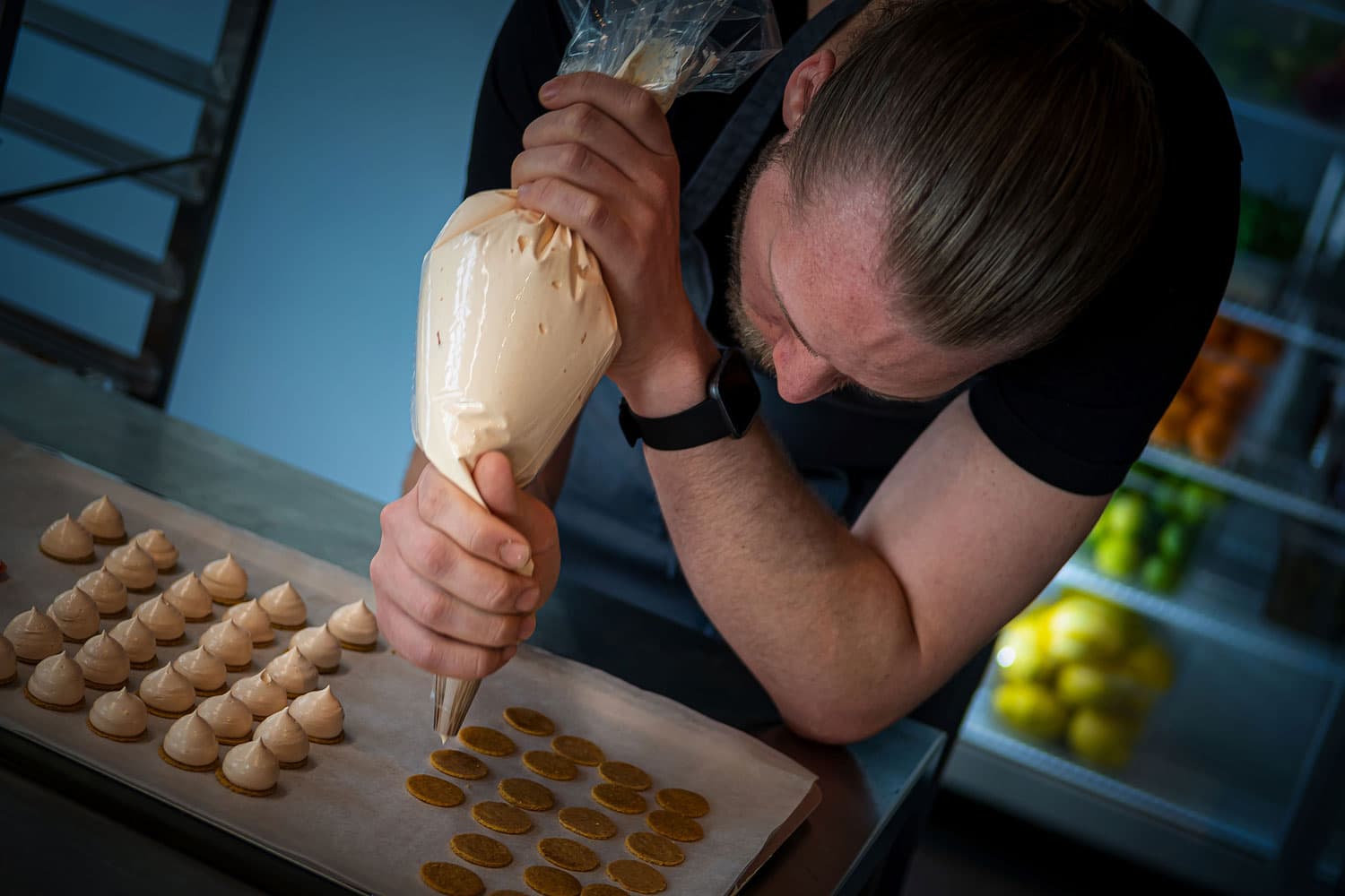 food and people eating and staff at restaurant K2