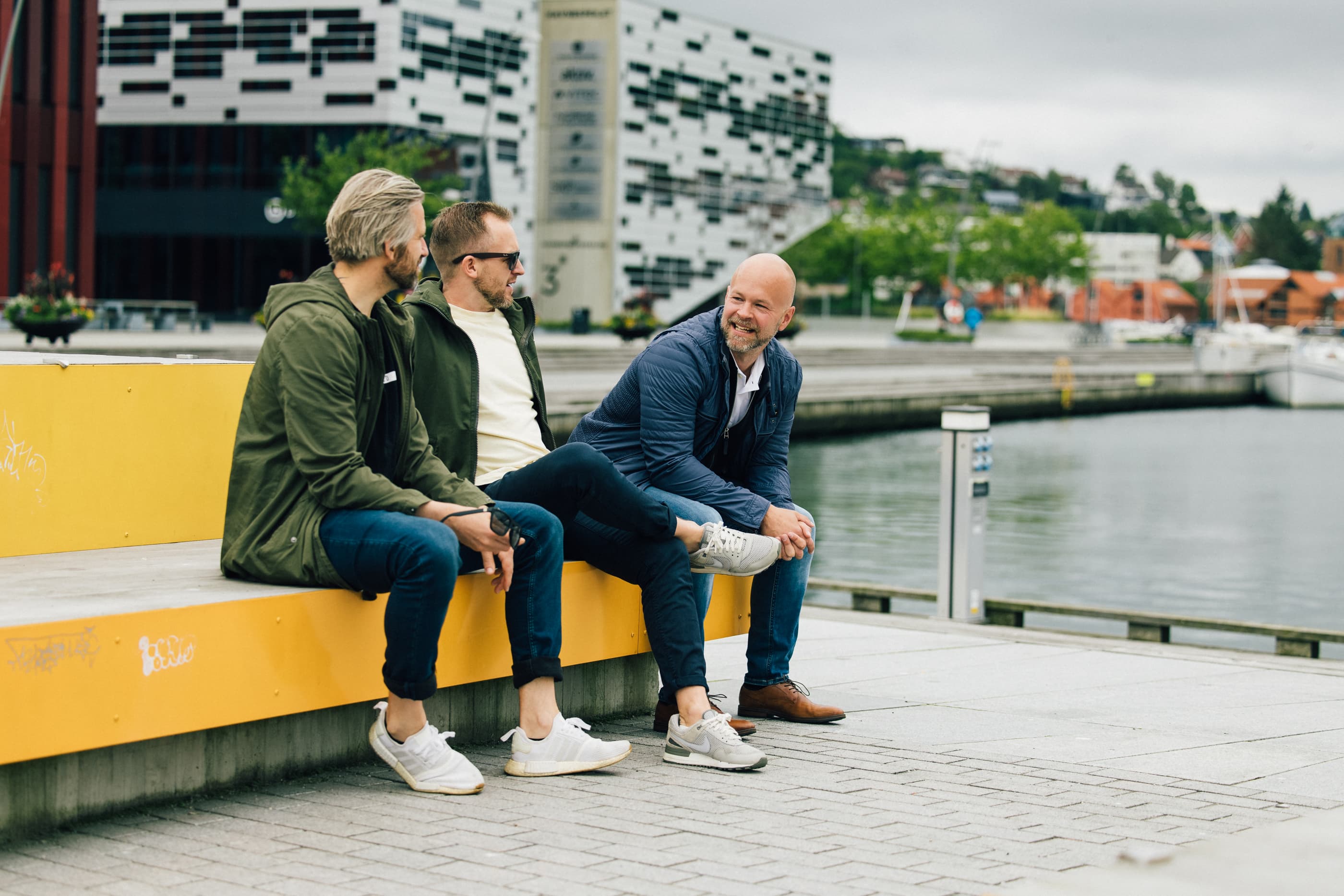 People walking in the streets of Sandnes or eating out