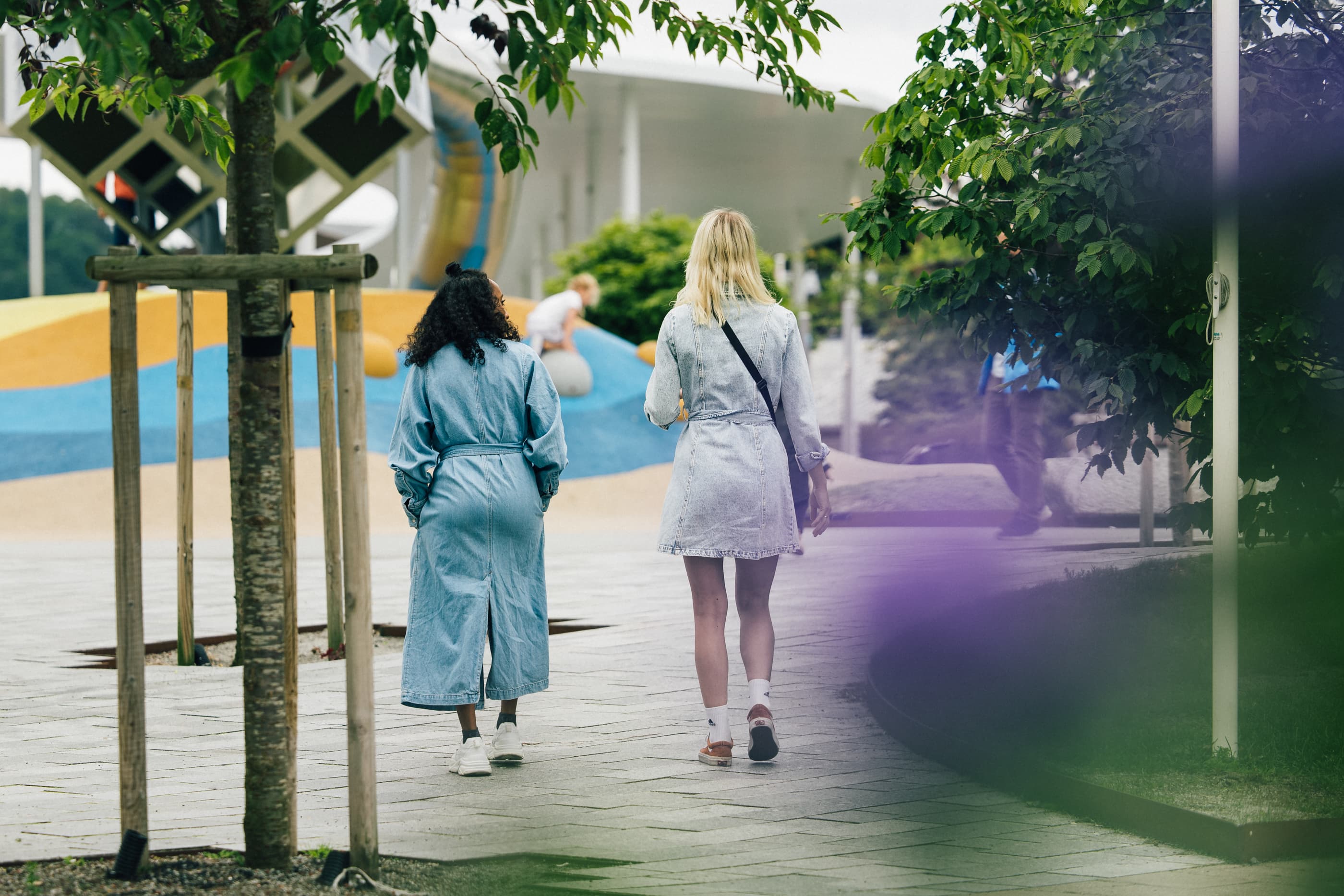 People walking in the streets of Sandnes or eating out