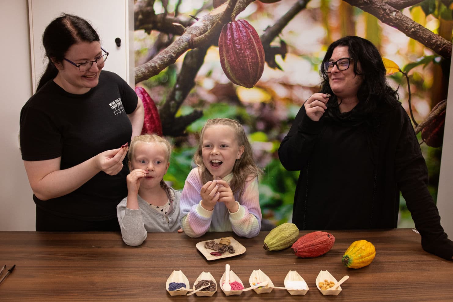 kids making chocolate on a chocolate making course