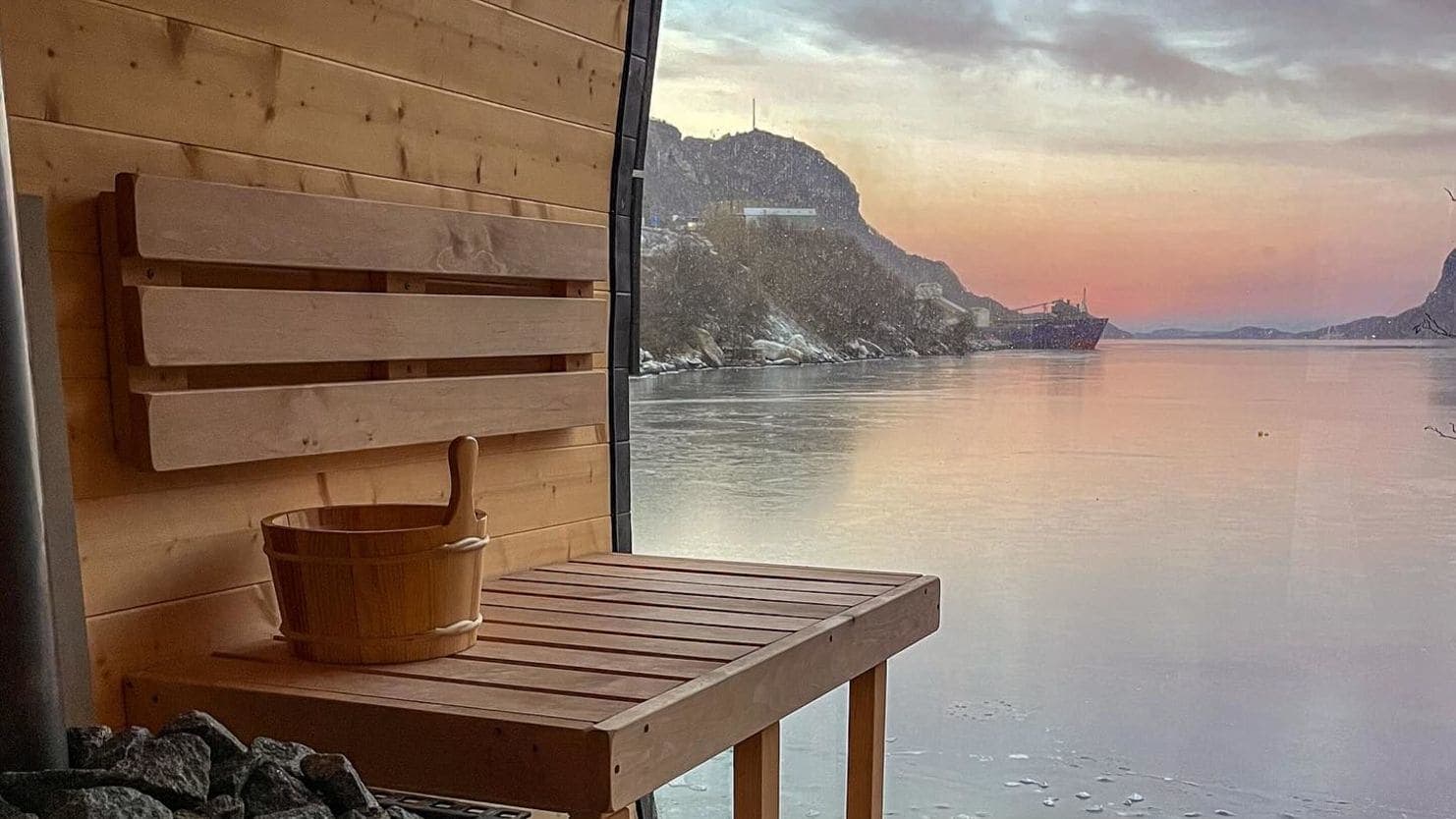 view from sauna and inside sauna