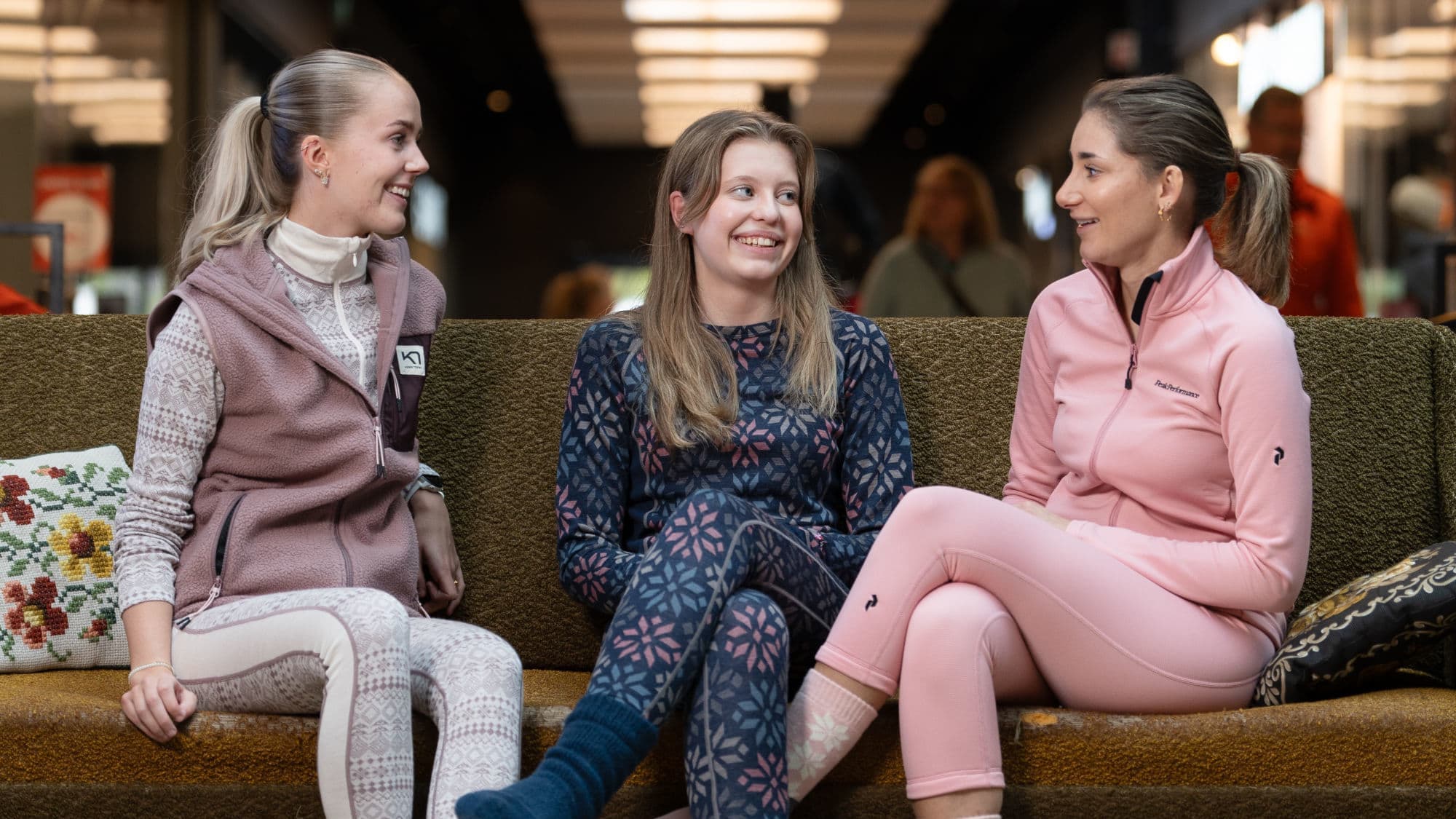 Shops and people, models in clothing from brands at Norwegian Outlet