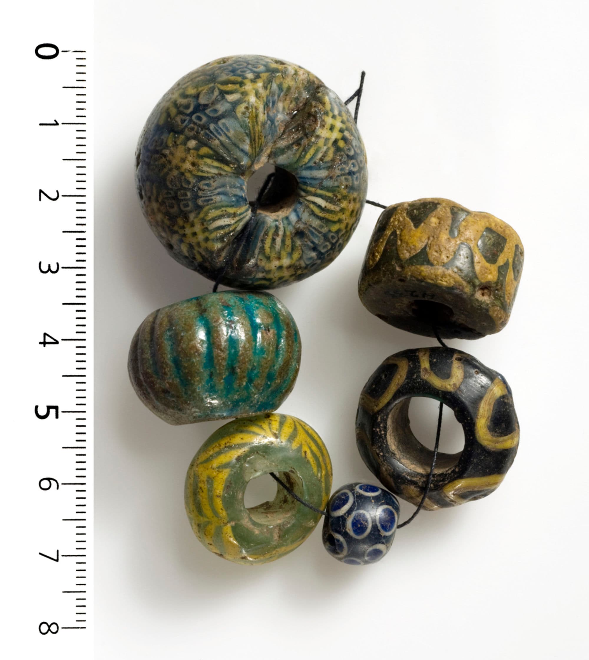 Bead necklace in glass from the viking age