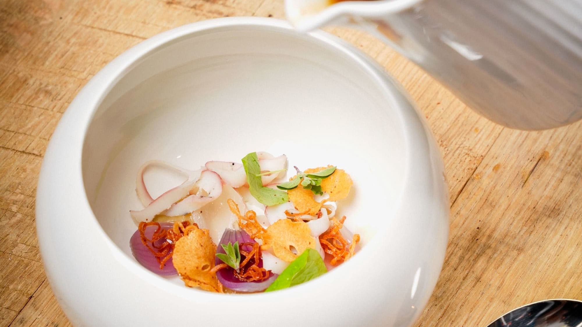 Food on a plate fine dining from Restaurant Broken in Stavanger