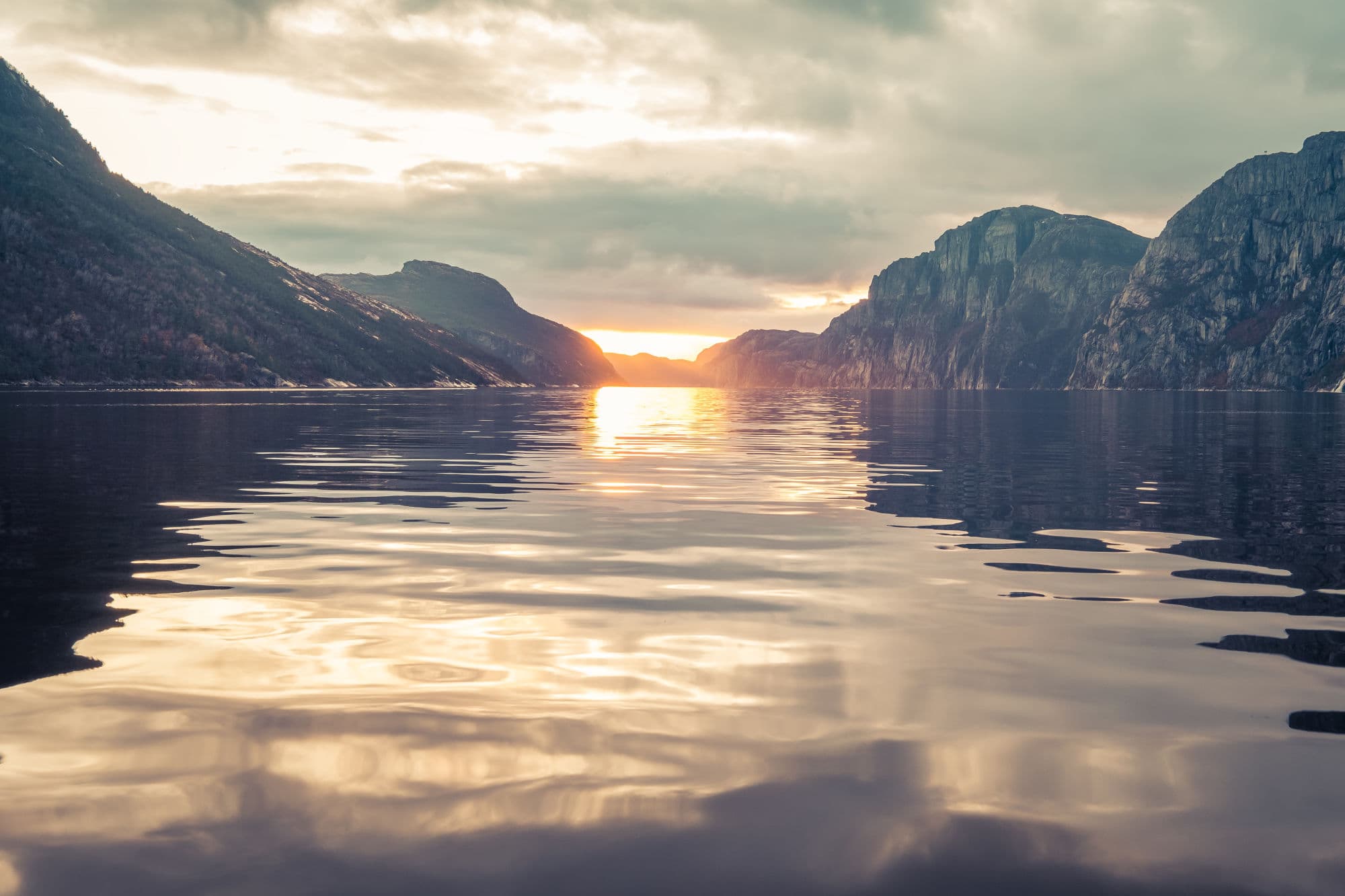 Lysefjorden autumn and sunset