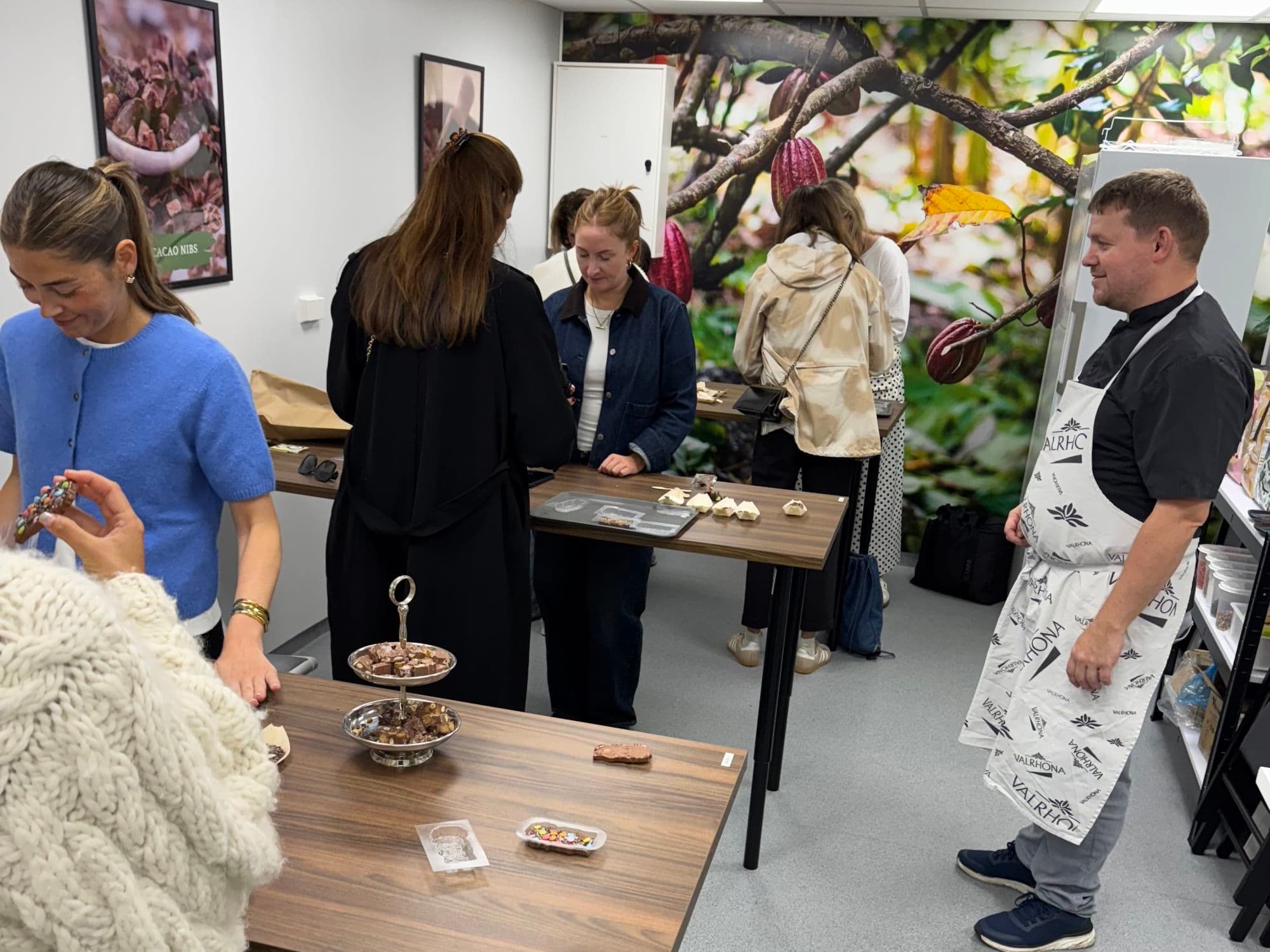 Chili Chocolate people in chocolate experience lesson at a chocolate factory in stavanger, norway