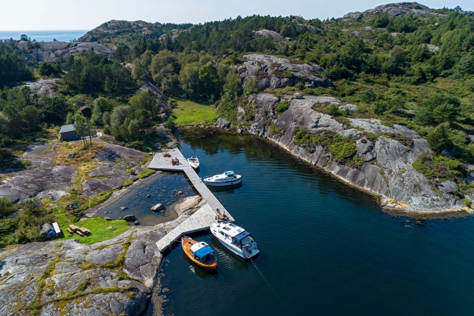 Gyarhamn boatlife and swimming outside of Egersund