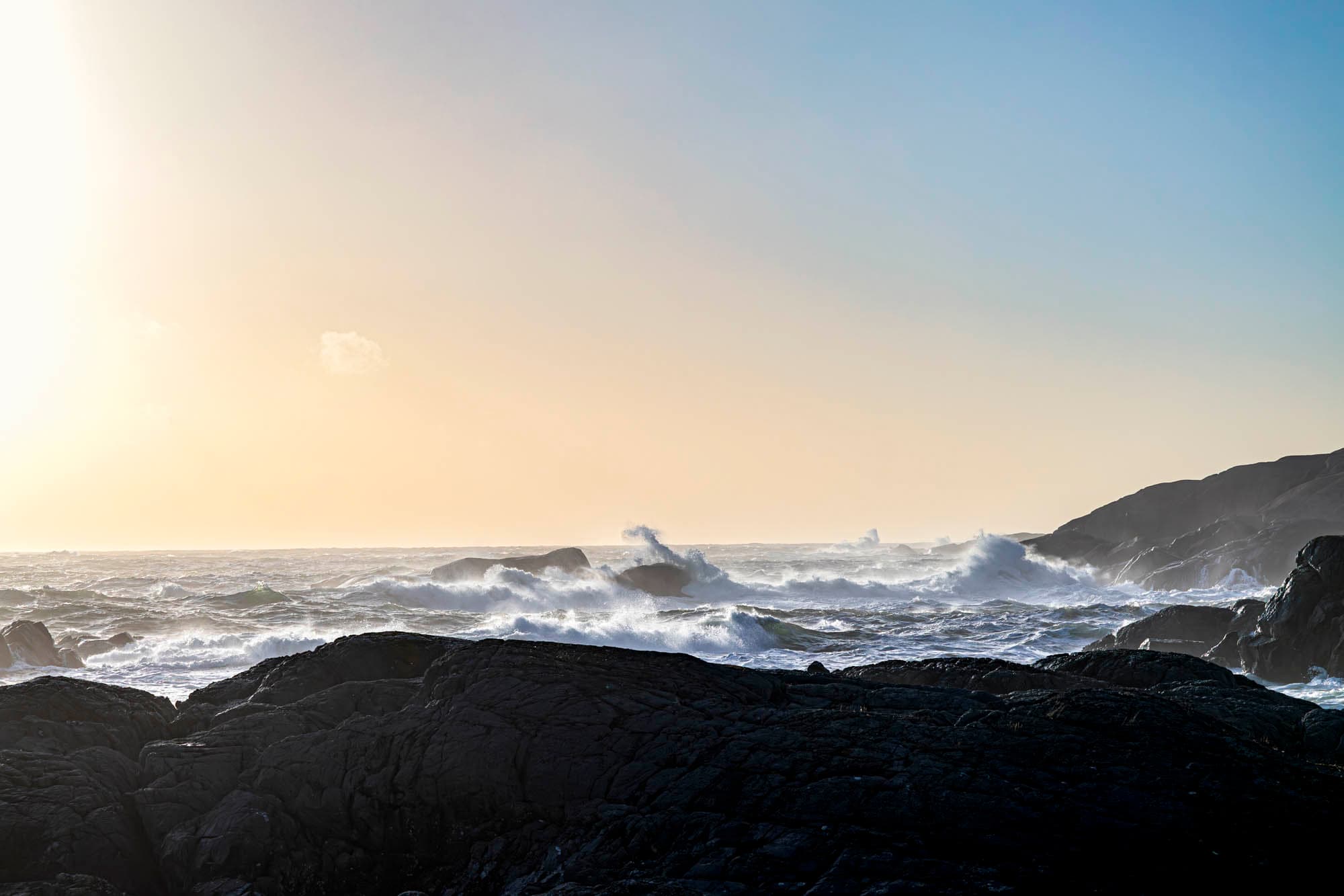 Hestnes - landscape of rocky shores and sea