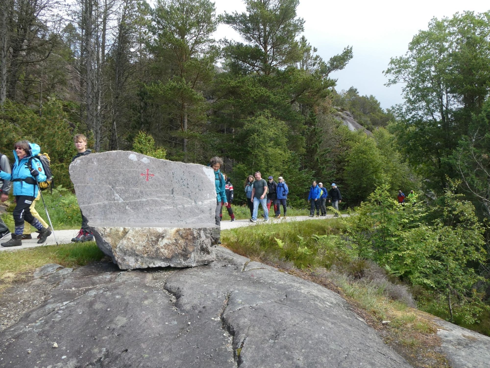 people hiking along pilgrimage route in south west of Norway