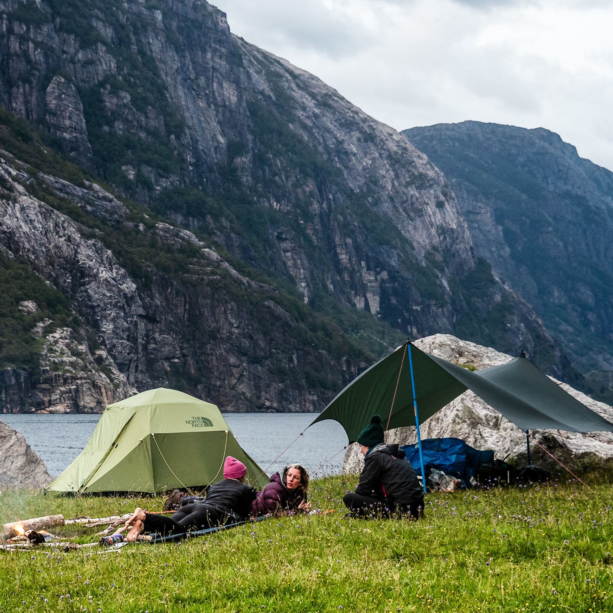 People kayaking in the Norwegian fjords