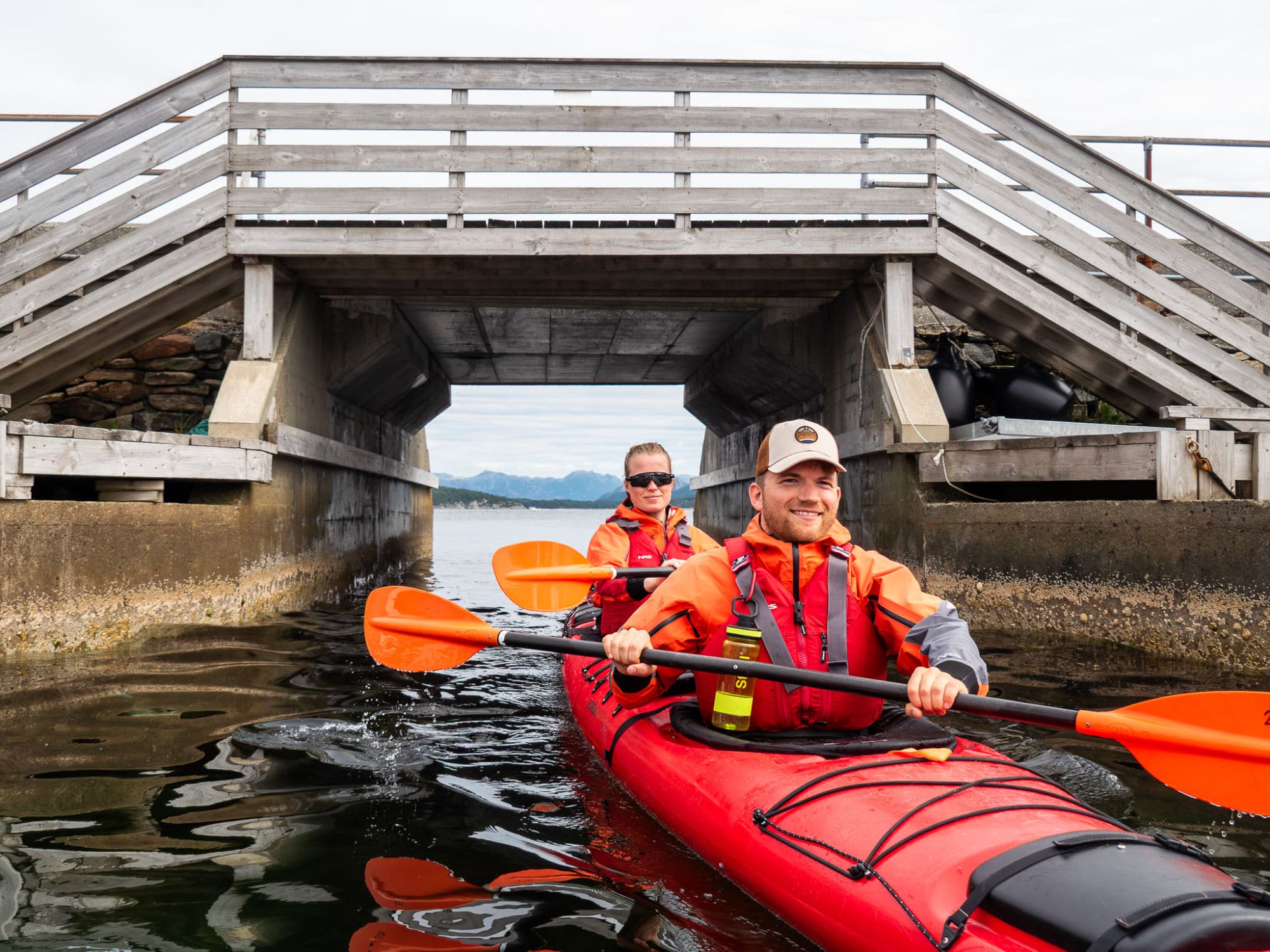 People kayaking in the Norwegian fjords