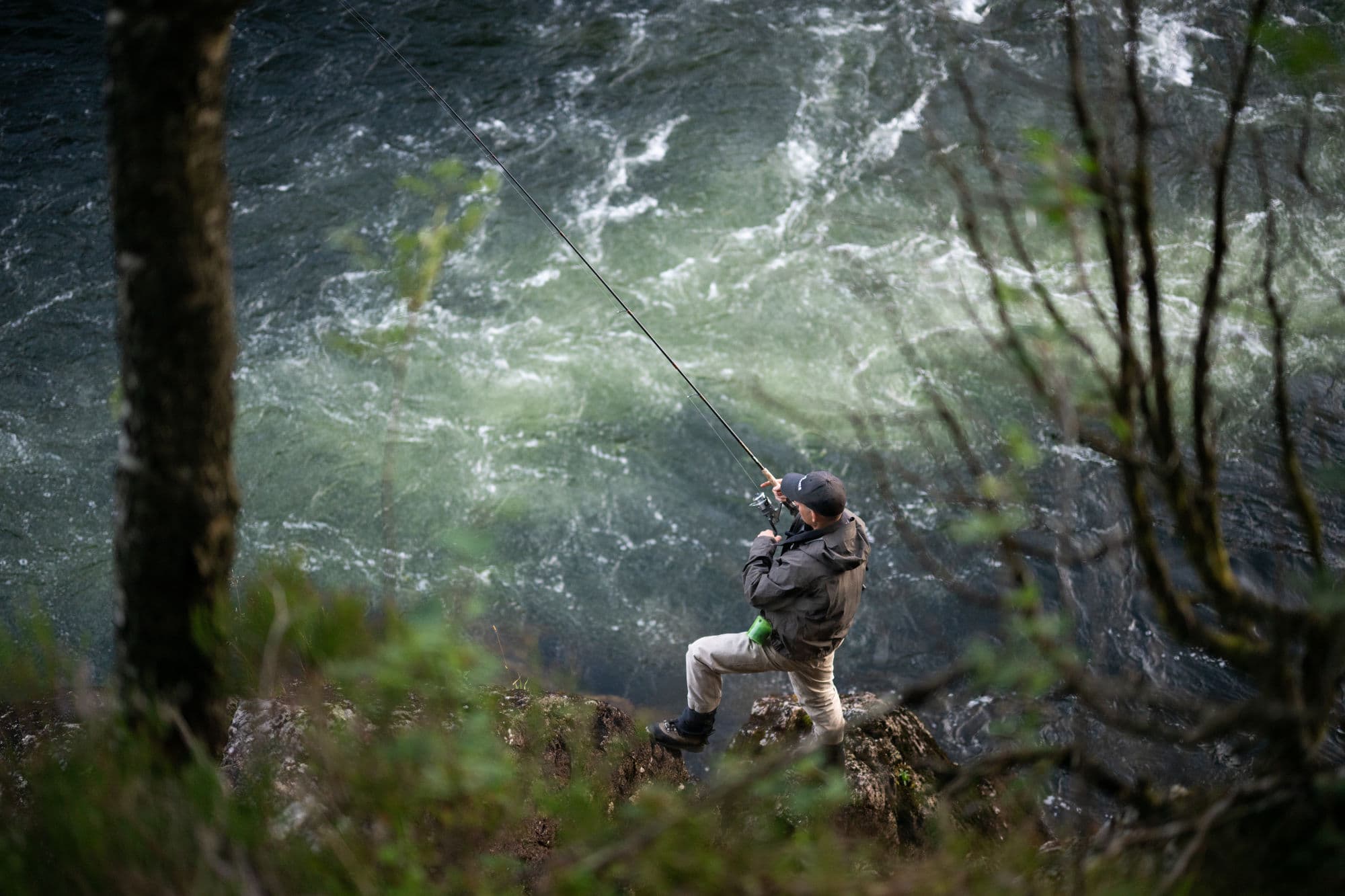 man fishing in the river bjerkreimselva